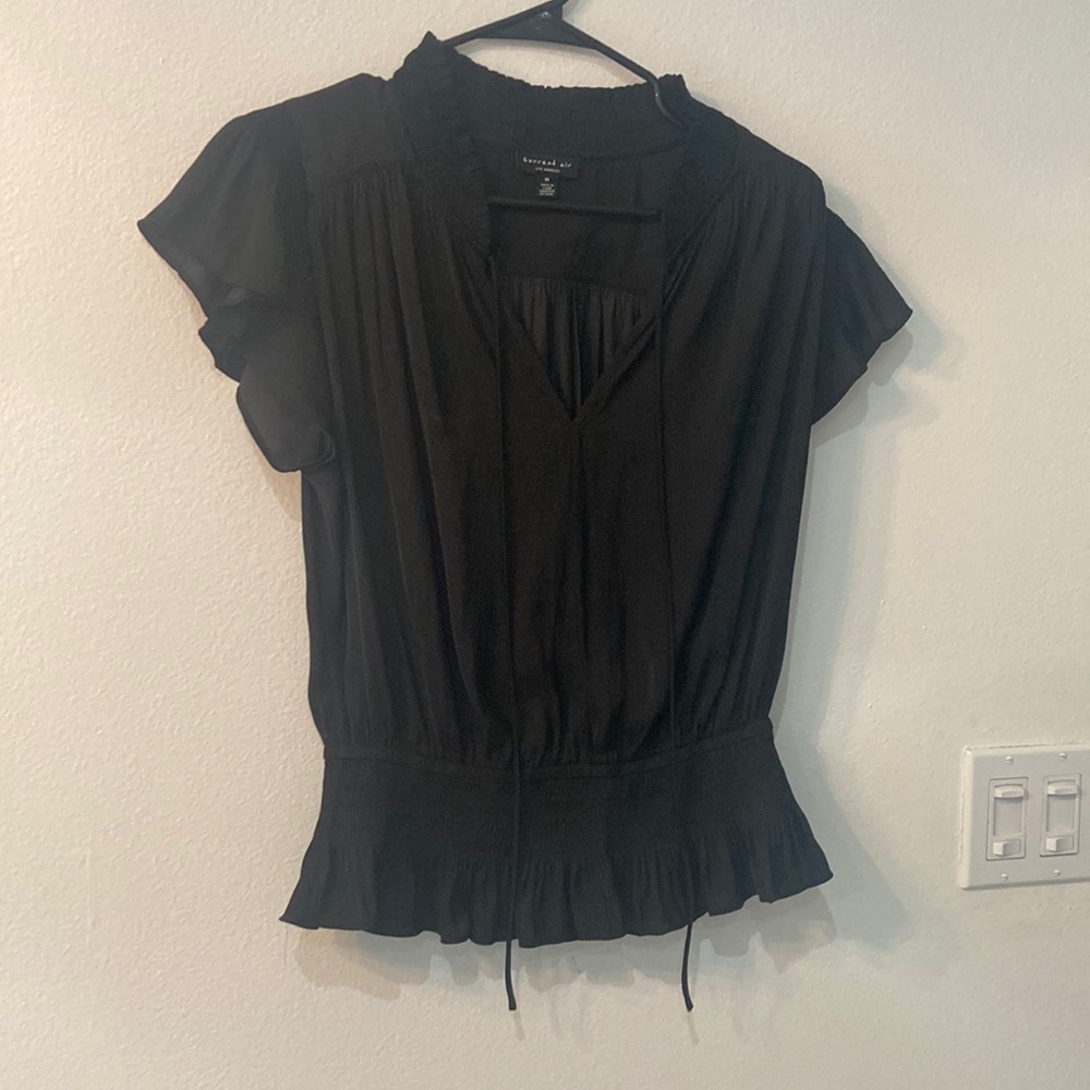 Banana Republic Black Ruched Peplum Blouse